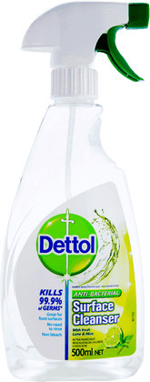 Dettol Antibacterial Surface Cleanser Trigger Spray Lime & Mint Disinfectant 500mL